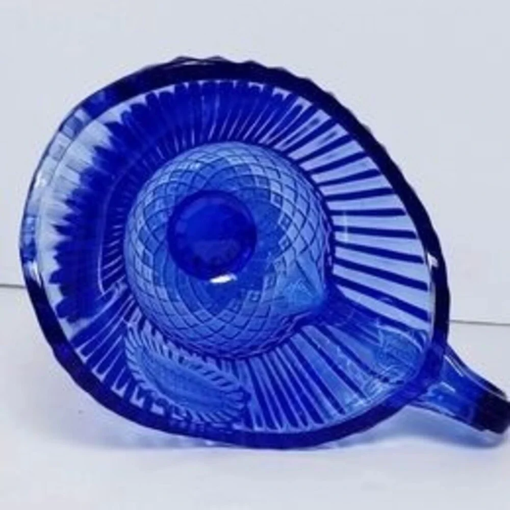 Fostoria Blue Glass Footed Mt Vernon Gravy Boat or Creamer 1976 Avon